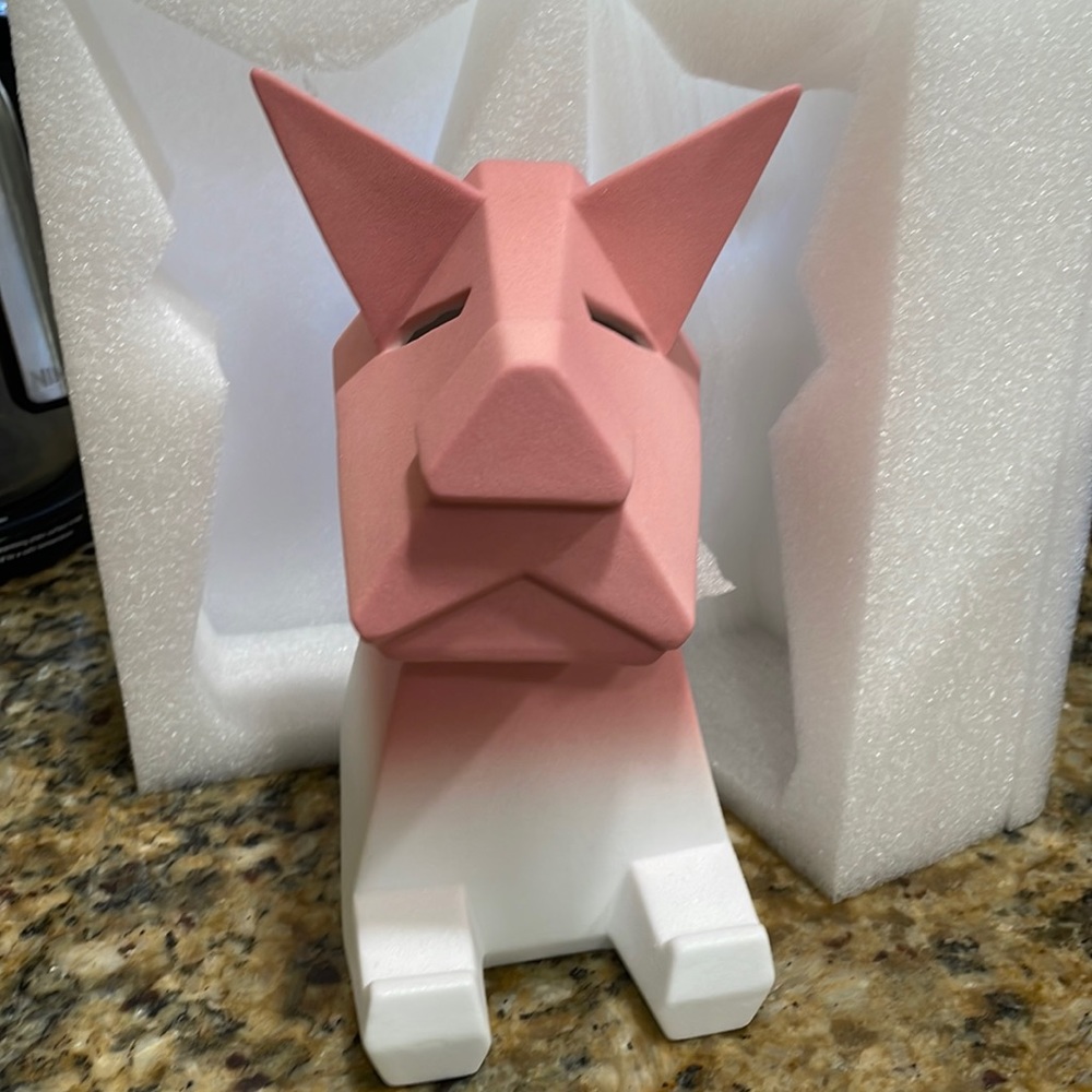 Dog decor Statue Skagele pink and white piggy bank